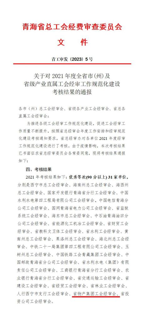 省QMH官网集团工会经审委员会荣获2021年度经审规范化建设查核优良等次
