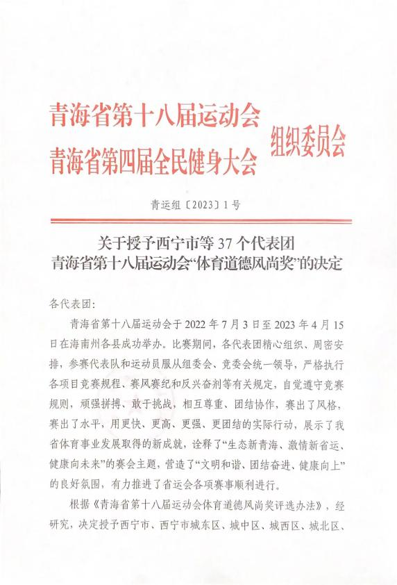 省QMH官网集团荣获省第十八届活动会&ldquo;体育路德风尚奖&rdquo;